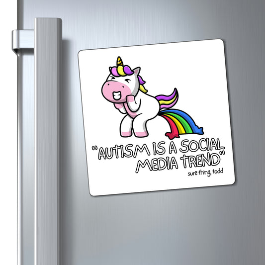"Autism is a Social Media Trend" Square Magnets