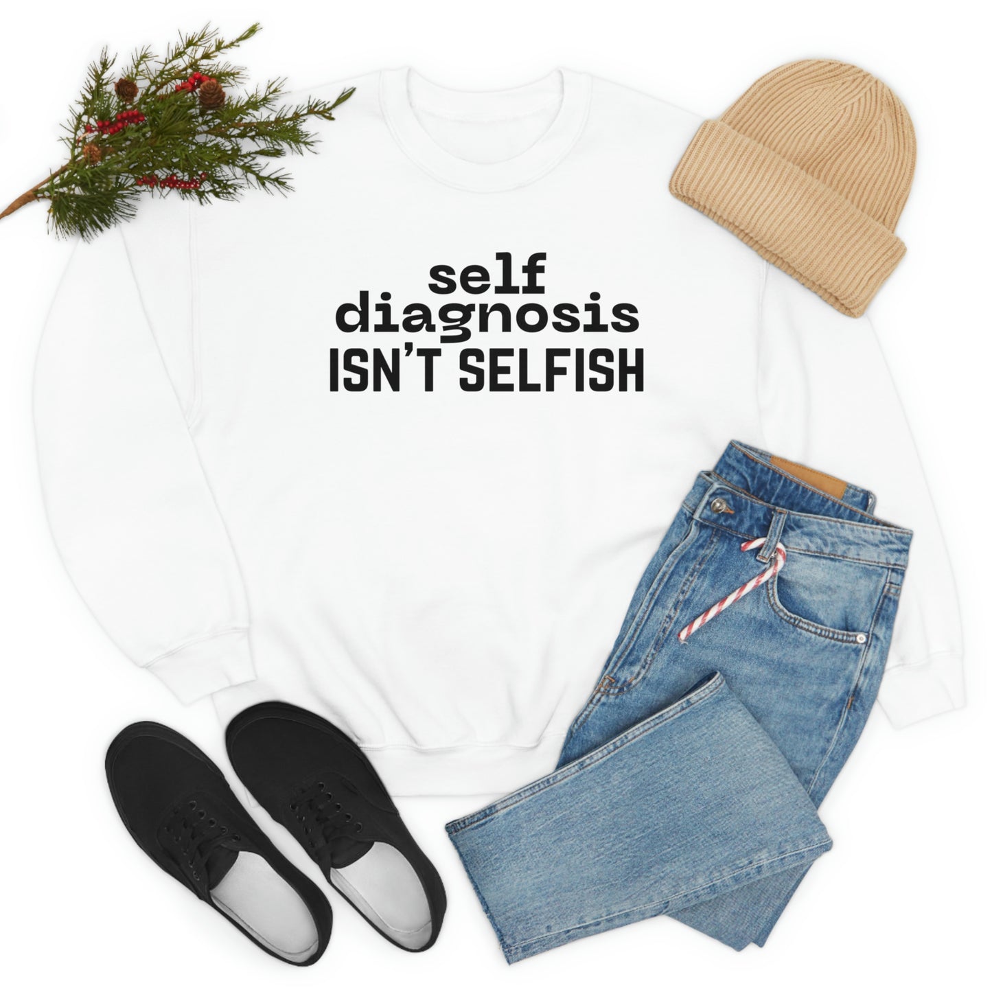 "Self Diagnosis Isn't Selfish" Unisex Heavy Blend™ Crewneck Sweatshirt