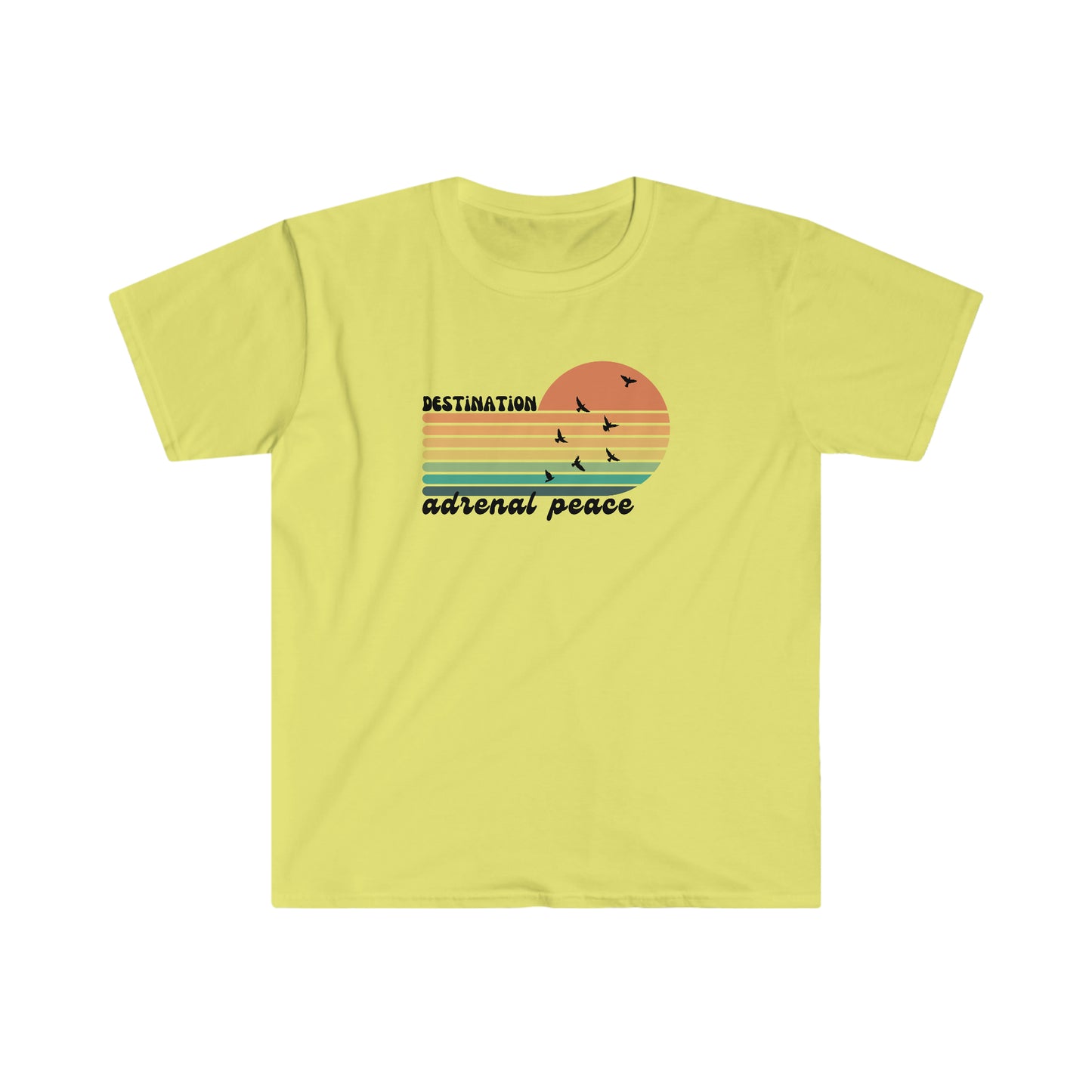 Destination: Adrenal Peace (retro rainbow) Unisex Softstyle T-Shirt