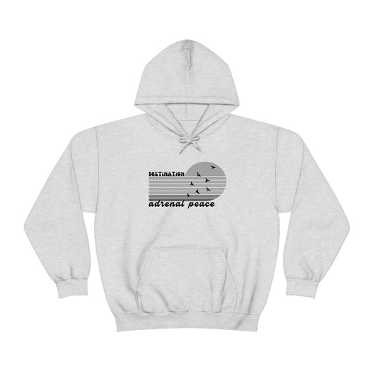 Destination: Adrenal Peace (grayscale)  Unisex Heavy Blend™ Hooded Sweatshirt