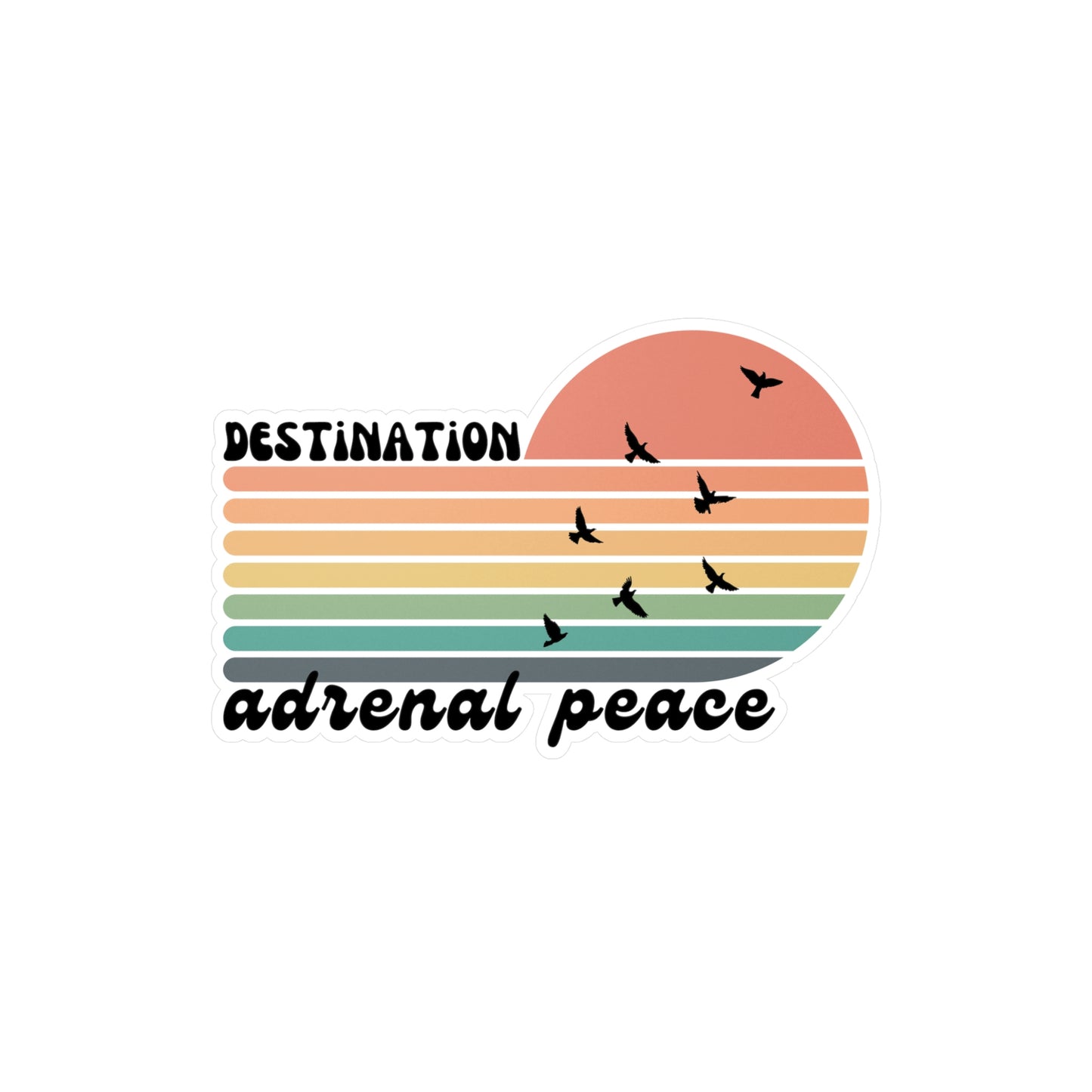 Destination: Adrenal Peace (retro rainbow) Kiss-Cut Vinyl Decals