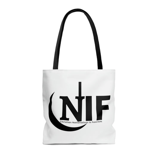 CNIF Christian Nationalism is Fascism AOP Tote Bag in 3 sizes