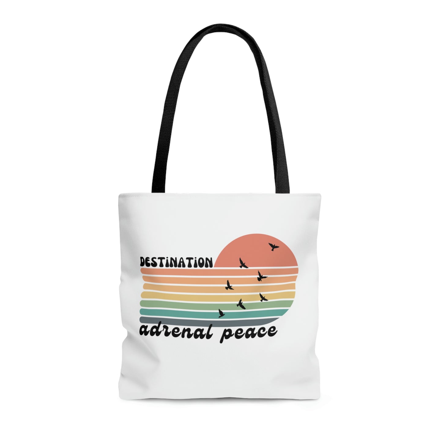 Destination: Adrenal Peace (retro rainbow) Tote Bag in 3 sizes
