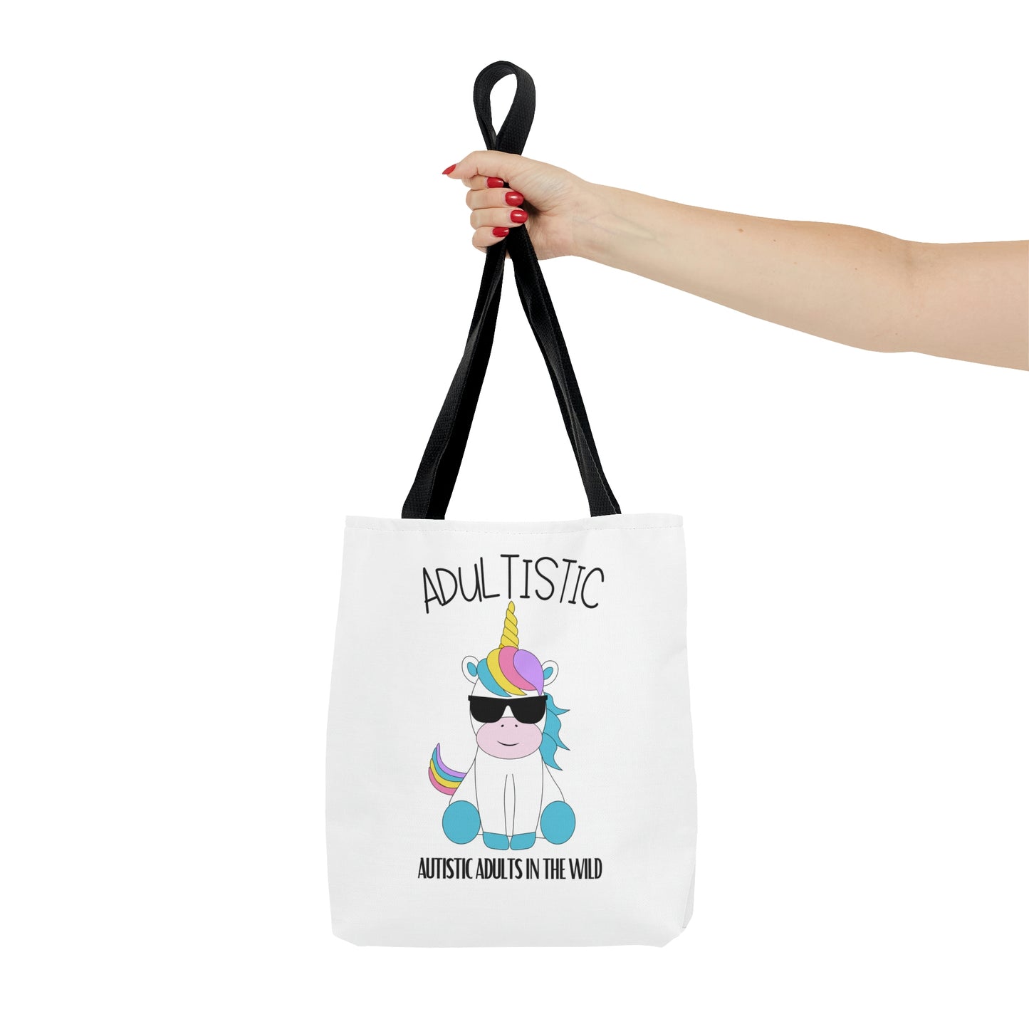 "Autistic Adults In The Wild" Shady Unicorn Tote Bag in 3 sizes