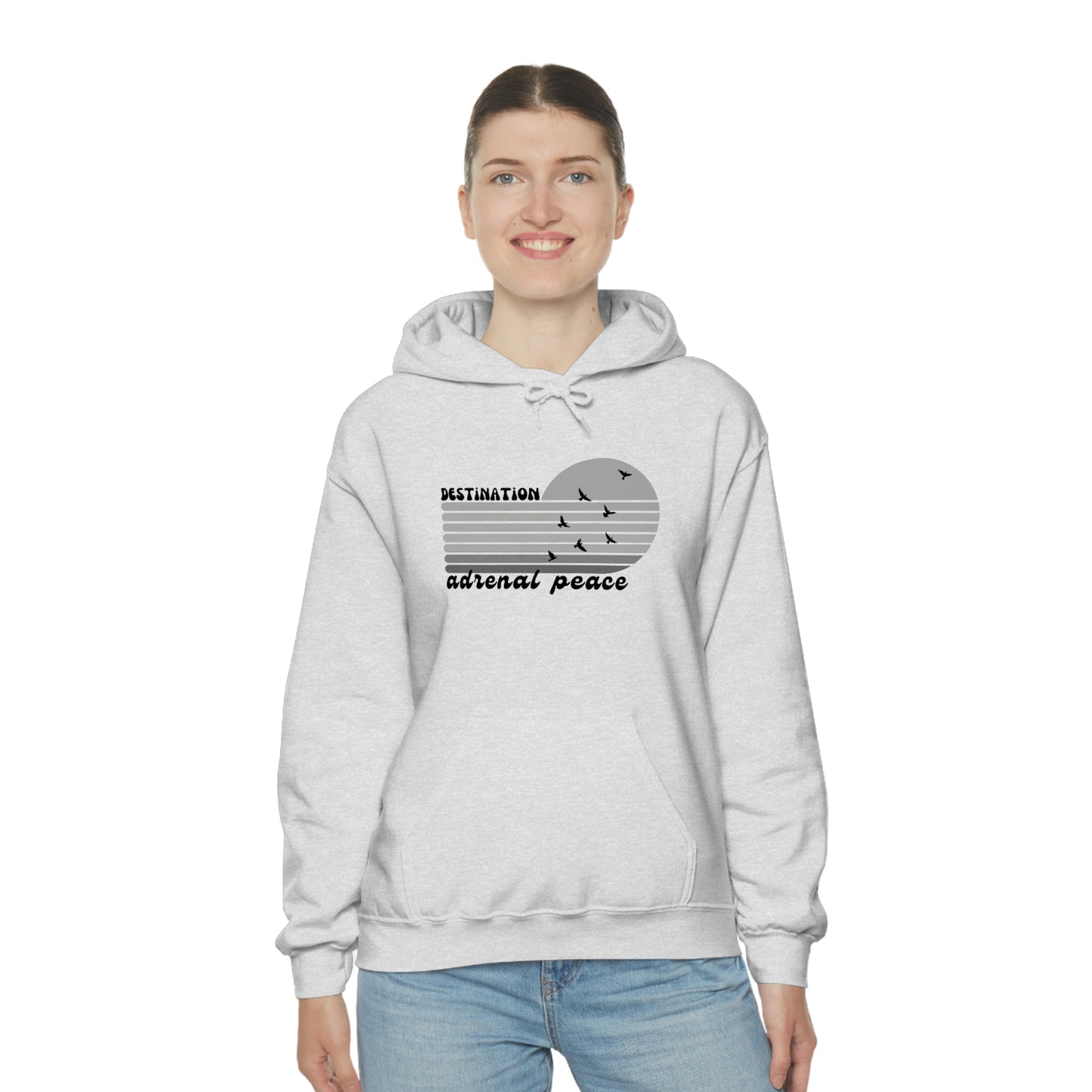 Destination: Adrenal Peace (grayscale)  Unisex Heavy Blend™ Hooded Sweatshirt
