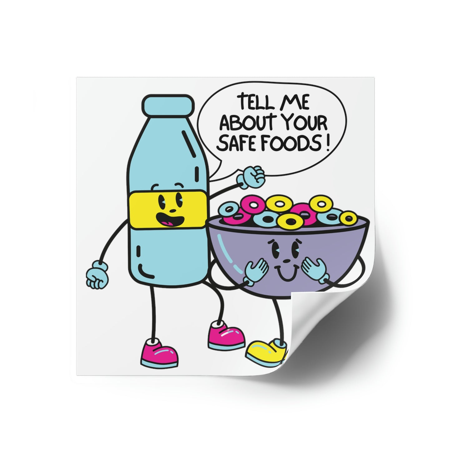 "Tell Me About Your Safe Foods!" Square Stickers [Indoor\Outdoor]