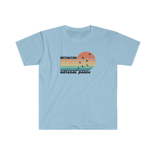 Destination: Adrenal Peace (retro rainbow) Unisex Softstyle T-Shirt