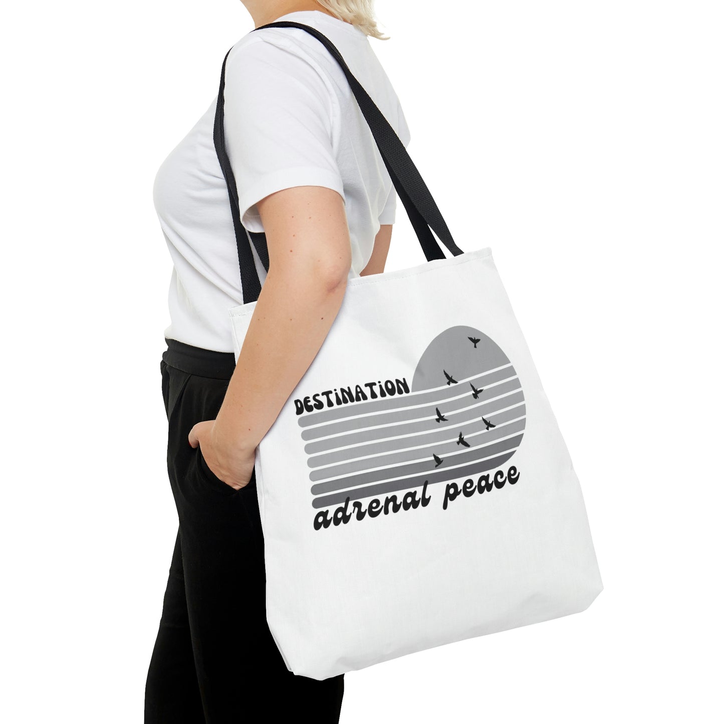 Destination: Adrenal Peace (grayscale) Tote Bag in 3 sizes