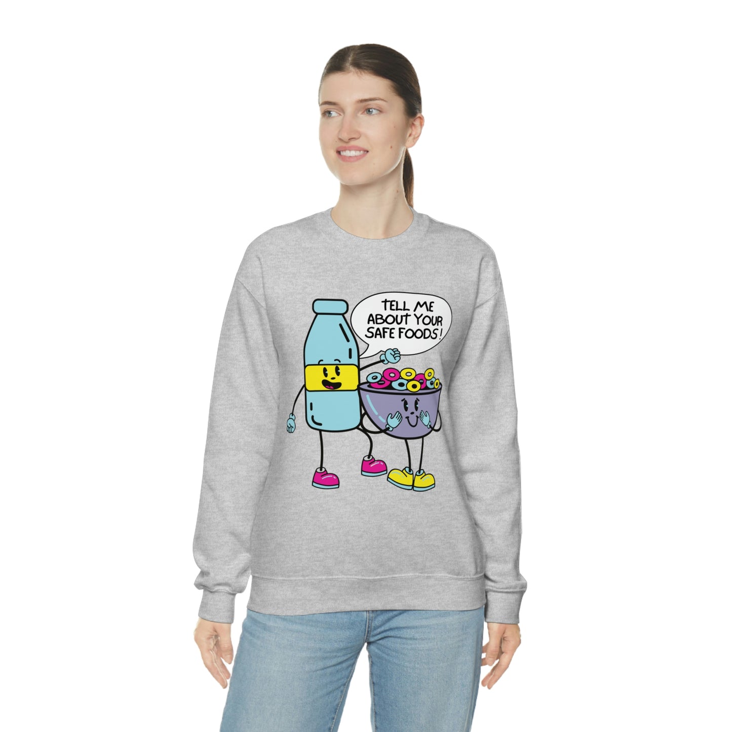 "Tell Me About Your Safe Foods!" Unisex Heavy Blend™ Crewneck Sweatshirt