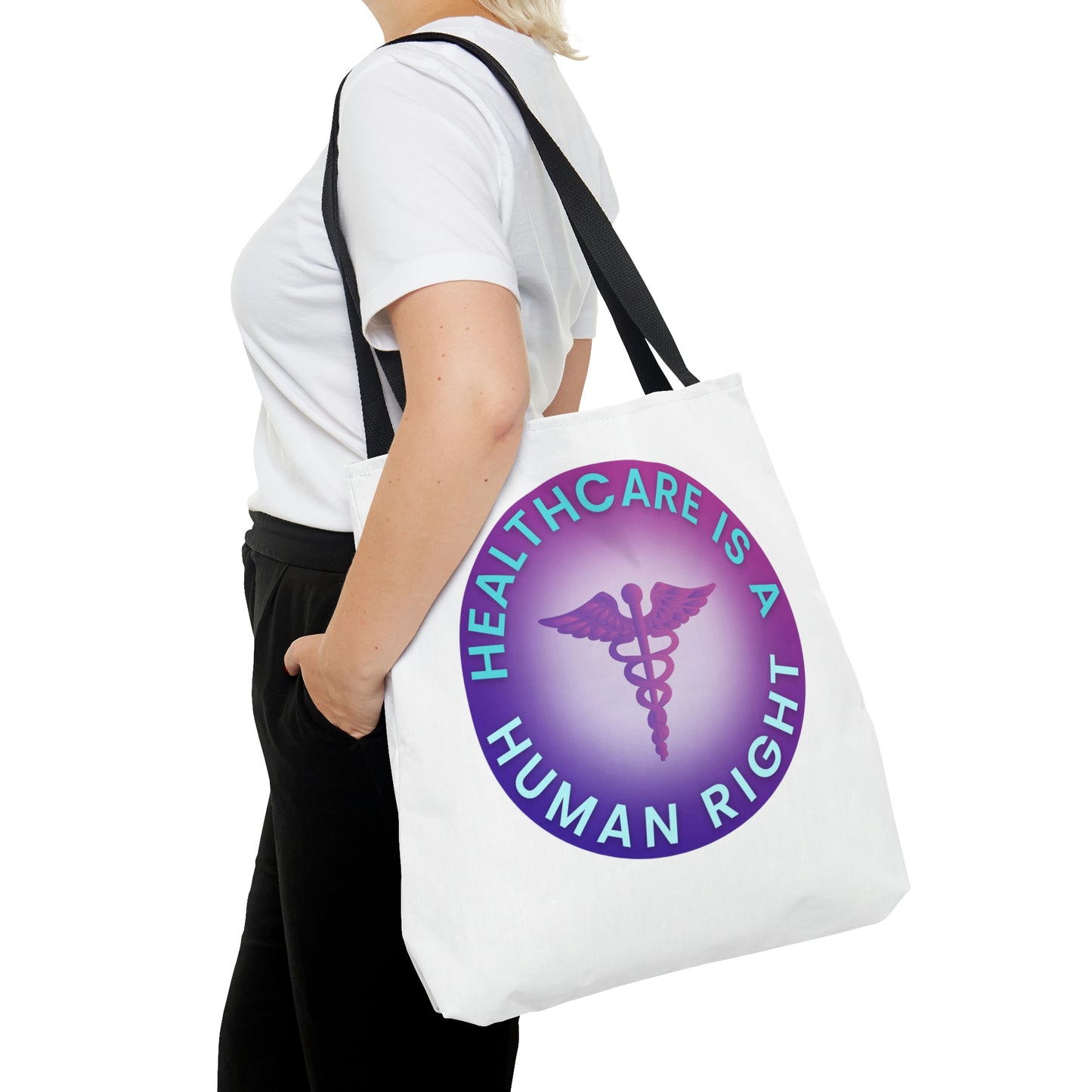 Healthcare is a Human Right AOP Tote Bag in 3 sizes