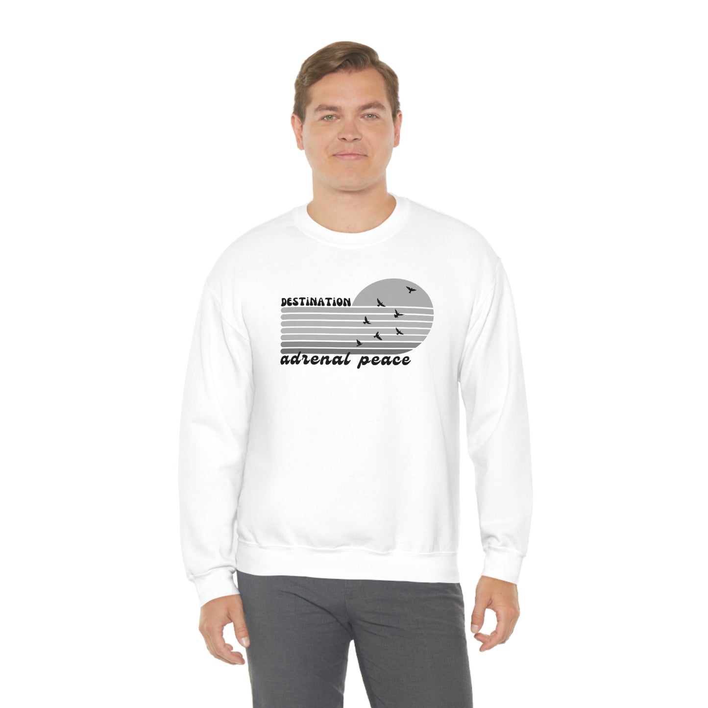 Destination: Adrenal Peace (grayscale) Unisex Heavy Blend™ Crewneck Sweatshirt