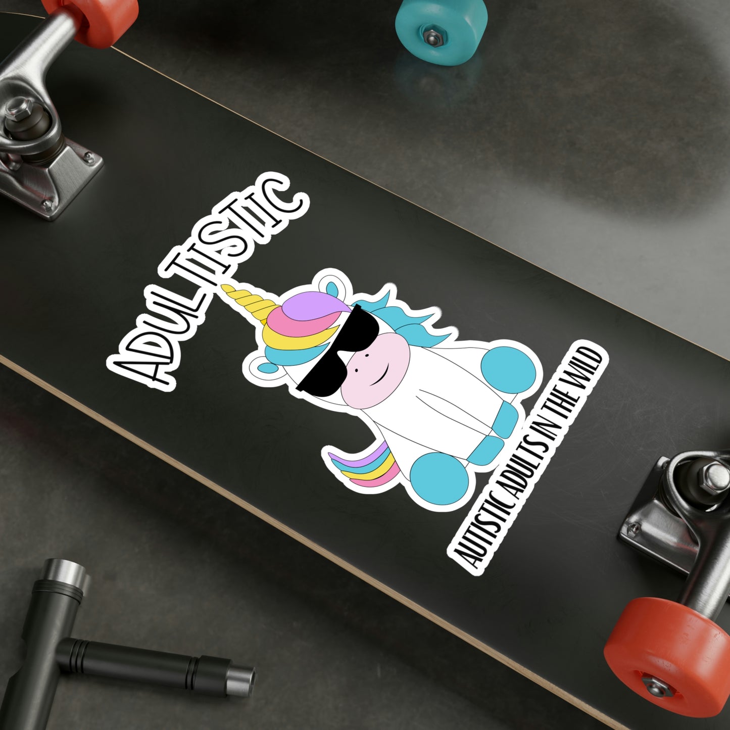 "Autistic Adults In The Wild" Shady Unicorn Kiss-Cut Vinyl Decals