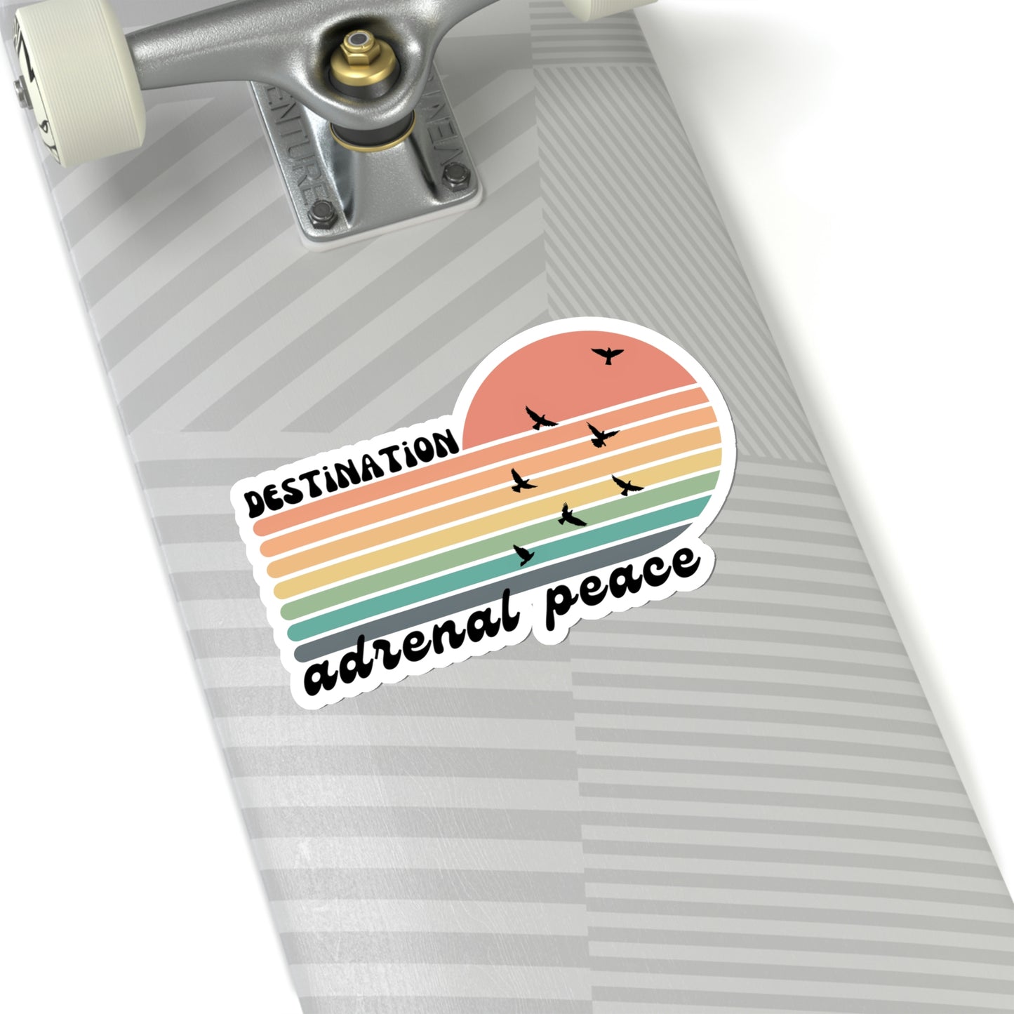 Destination: Adrenal Peace (retro rainbow) Kiss-Cut Stickers