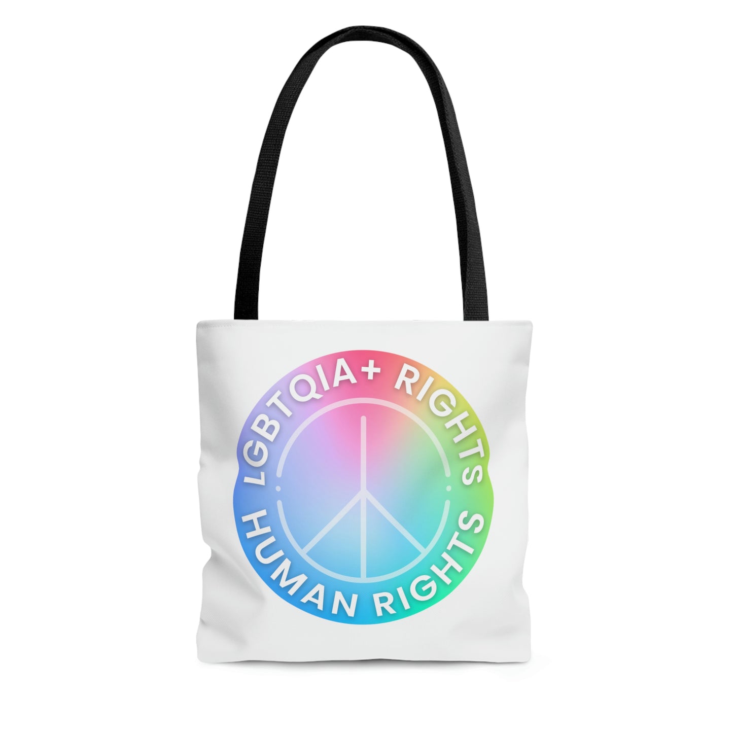 LGBTQIA+ Rights are Human Rights AOP Tote Bag in 3 sizes