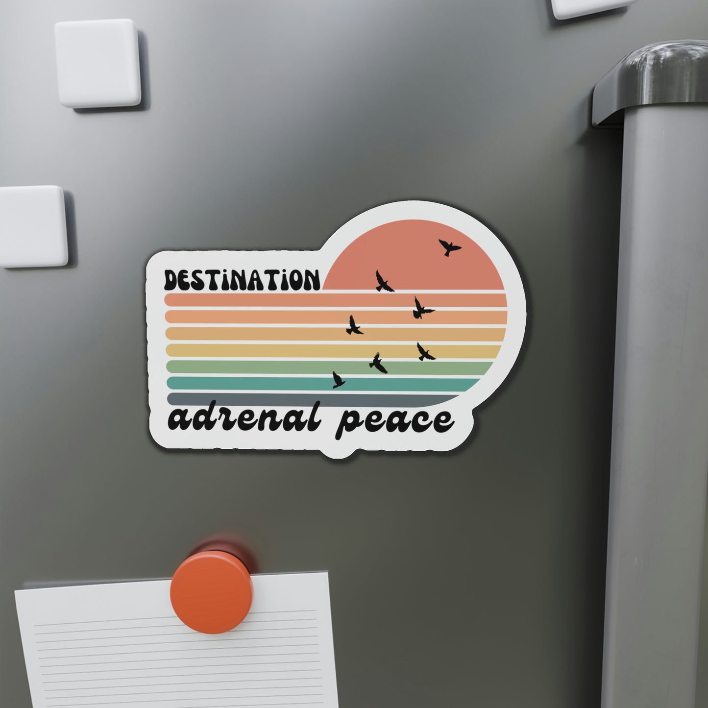 Destination: Adrenal Peace (retro rainbow) Die-Cut Magnets