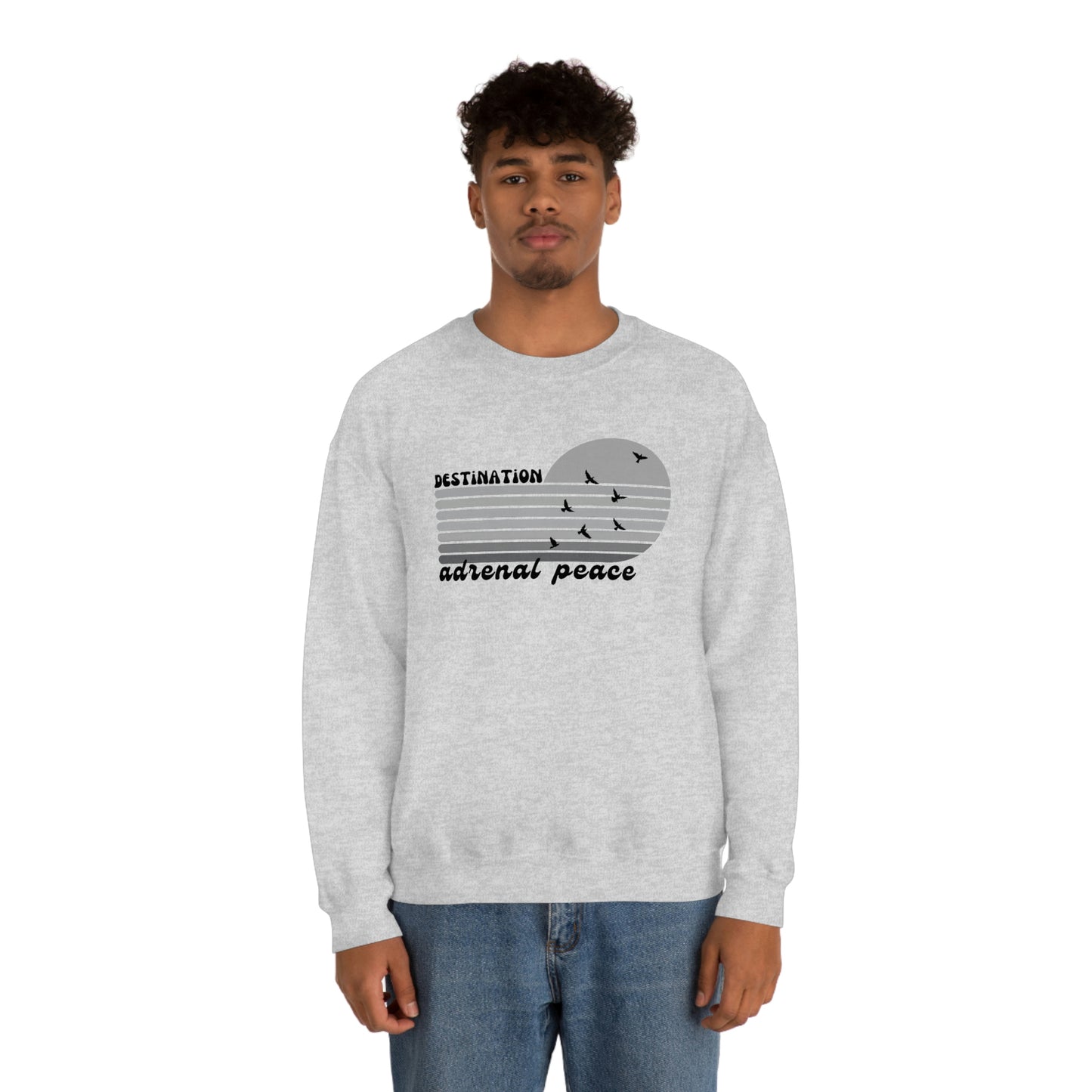 Destination: Adrenal Peace (grayscale) Unisex Heavy Blend™ Crewneck Sweatshirt