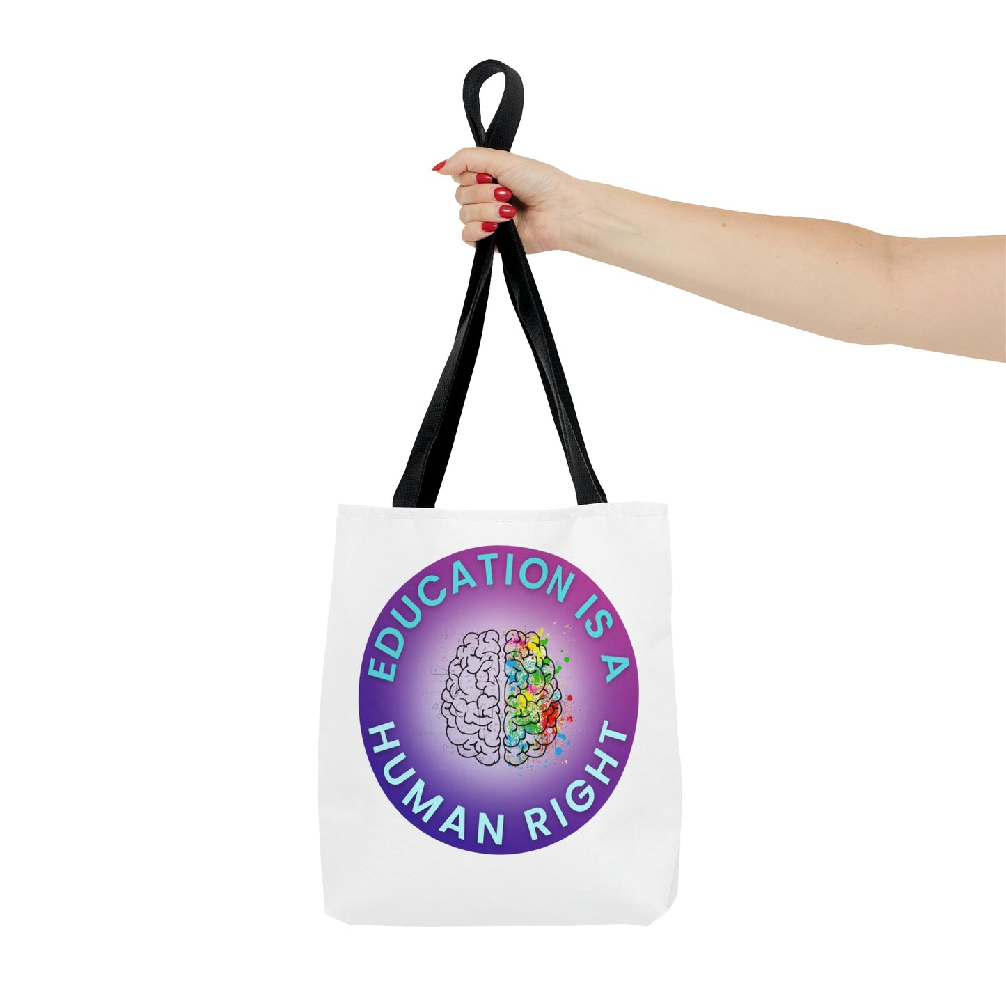 Education is a Human Right AOP Tote Bag in 3 sizes